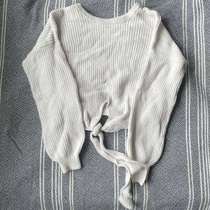 Hollister White Crop Tie Sweater XS